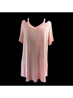 Si ddhe T-Shirt Blouse M Pink Cold Shoulder Top Lightweight Beach Summer NWT